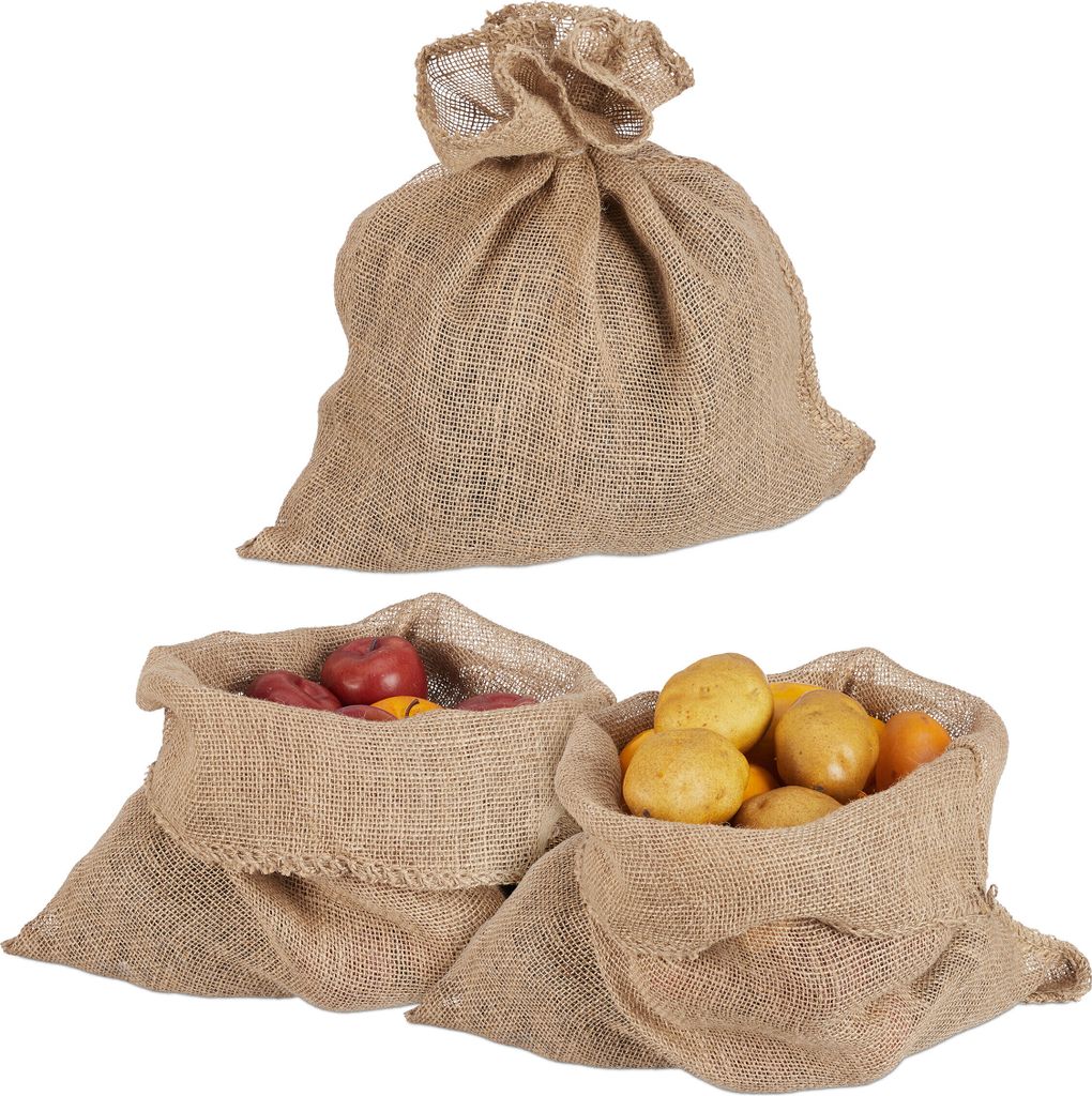 Relaxdays Jutesack, 3er Set, HxB: 55 x 50 cm, universaler Produktbild 