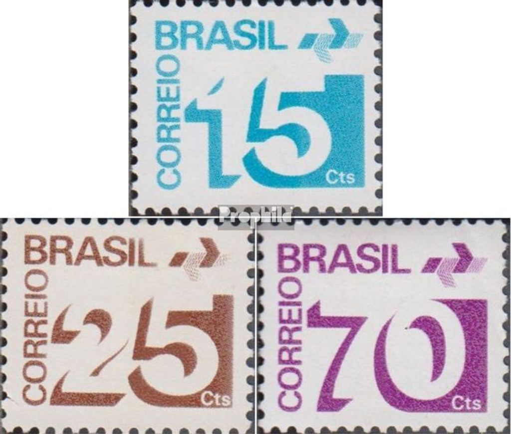 Briefmarken Brasilien 1975 Mi 1495-1497 (kompl.Ausg.) postfrisch Ziffer und Postemblem