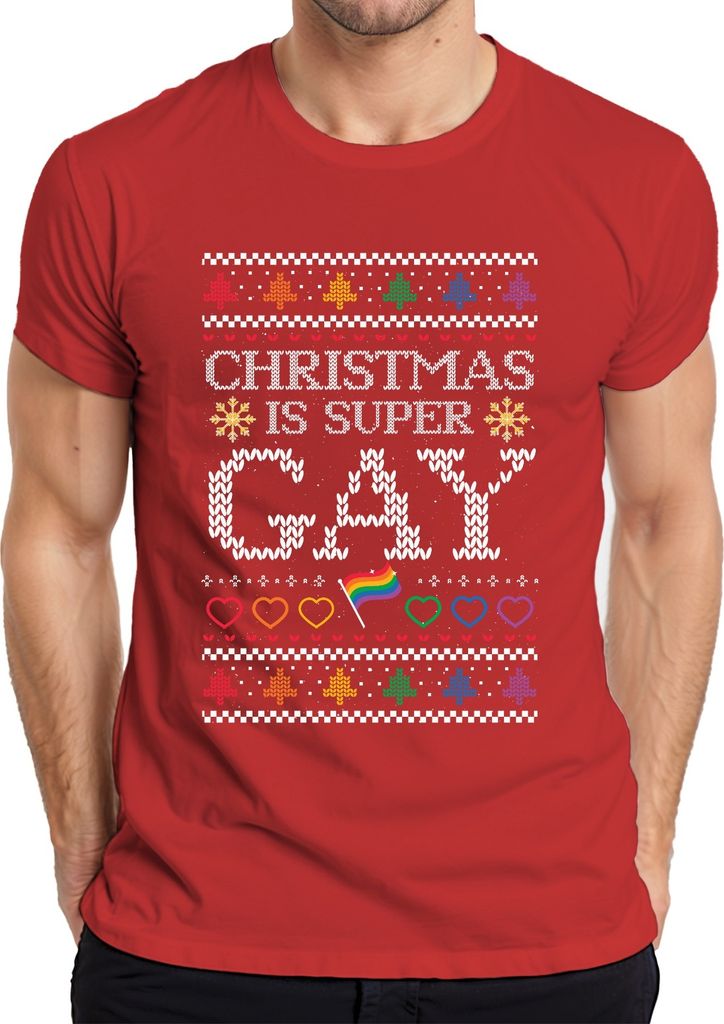 Christmas is super Gay LGBTQ - Weihnachten Weihnachtsgeschenk Christmas Herren T-Shirt, Rot, XXL