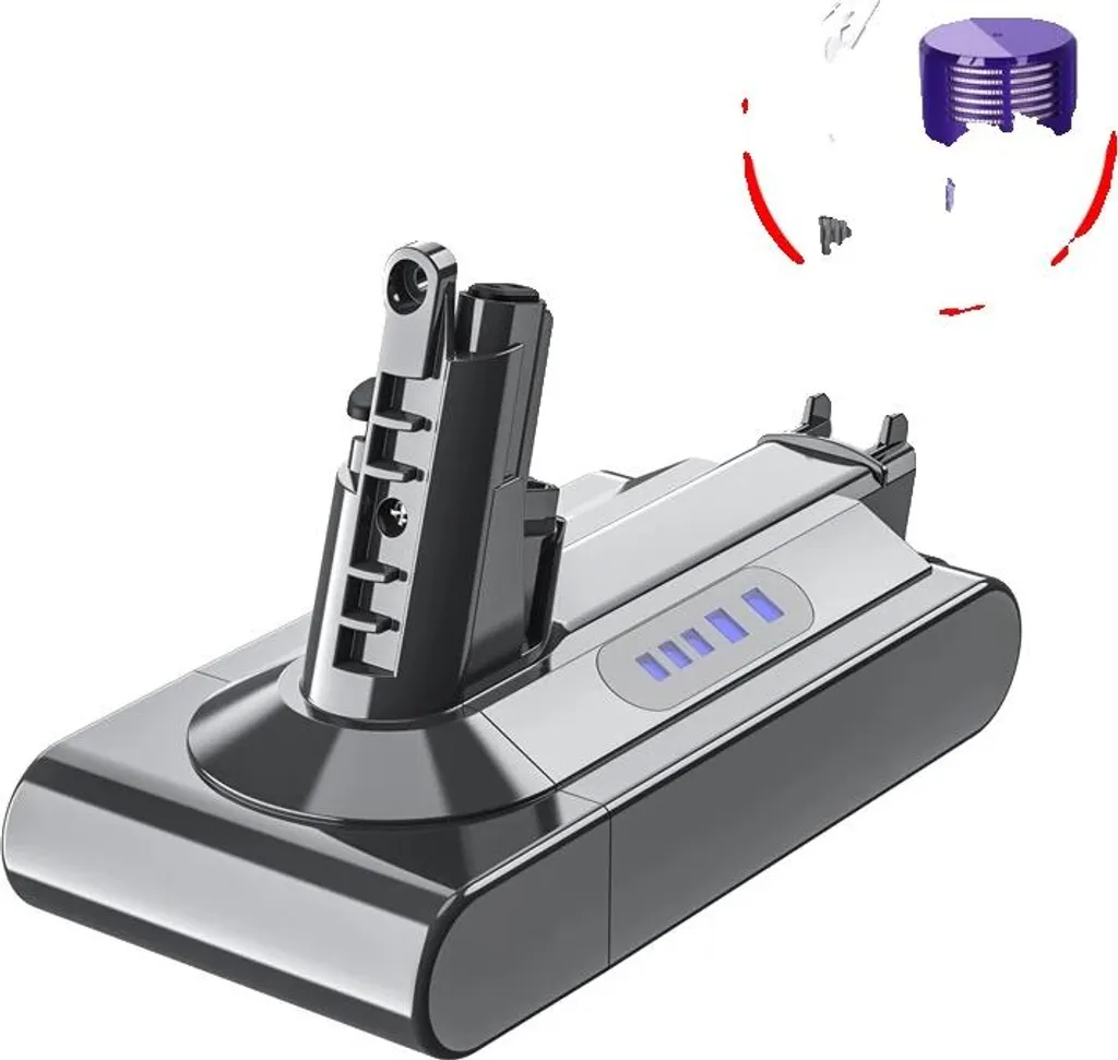 Batteria V10 6000mAh per Dyson SV12 - Ricambio Alta Durata + Spazzola