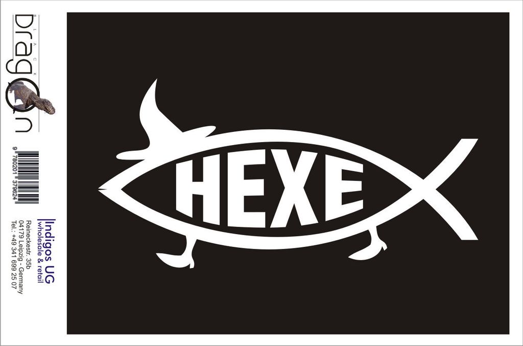 Aufkleber / Autoaufkleber - JDM / Die cut / Auto / OEM - Hexe Fisch 160x80mm silber - Heckscheibe / Heckscheibenaufkleber
