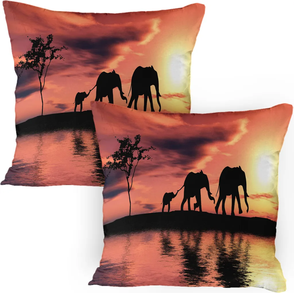 Federe Decorative 80x80 Elephant Silhouette ABAKUHAUS - Set da 2