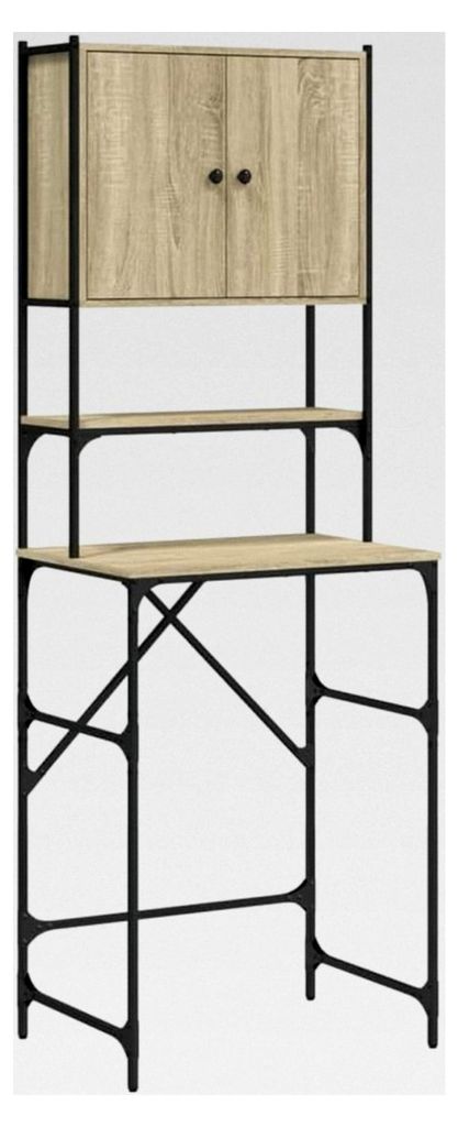 Waschmaschinenschrank mit viel Stauraum, wasserbeständiger Badschrank, Trocknerschrank, verstellbare Beine, Hochschrank Badmöbel, Sonoma-Eiche Ho...