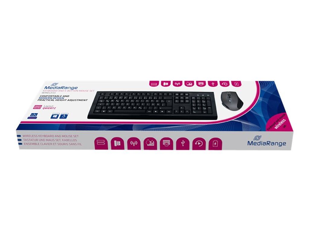 MediaRange MROS104 Tastatur-Maus-Set kabellos schwarz