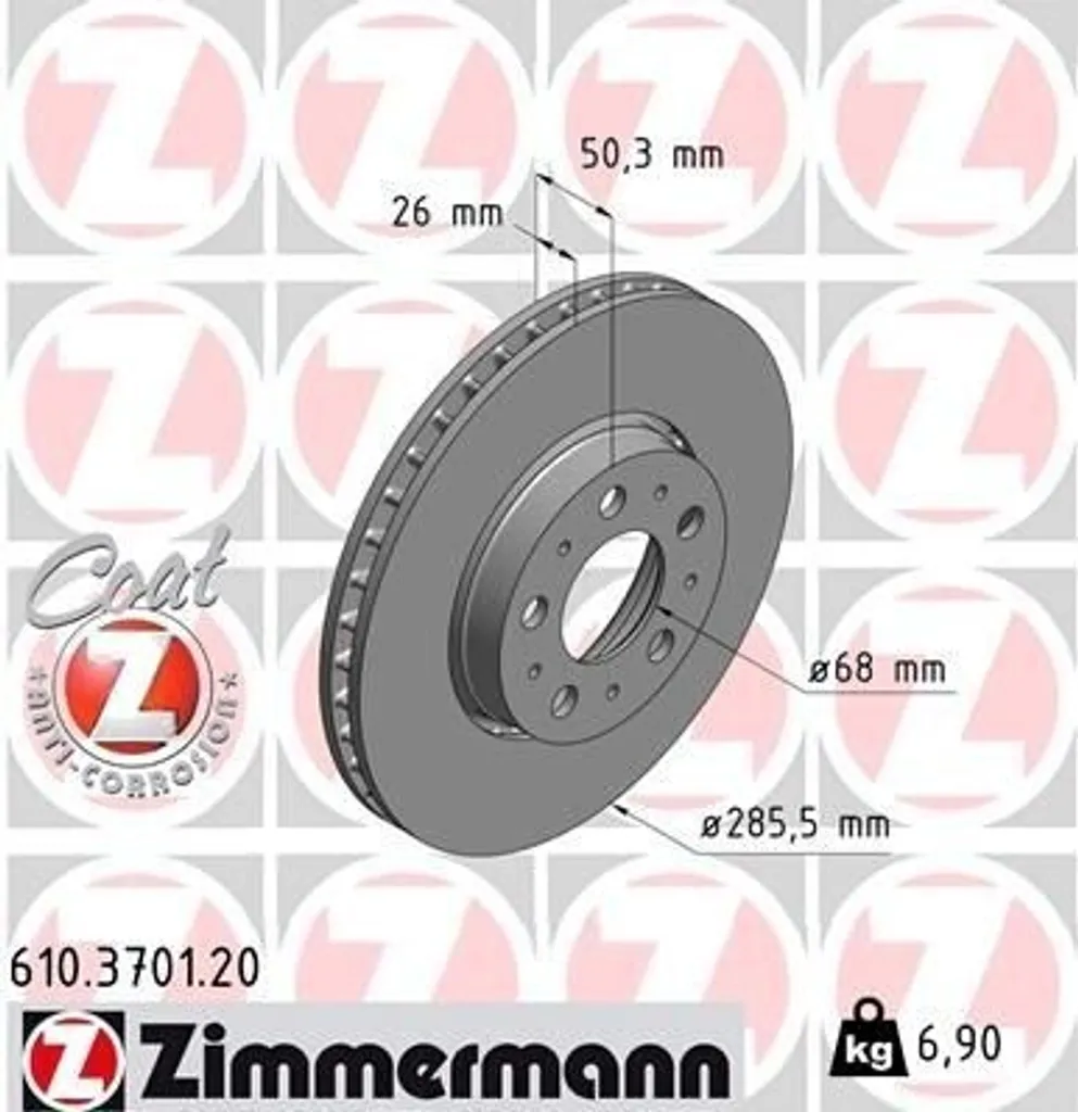 Zimmermann 610.3701.20 Disque de Frein Haute Performance pour Volvo S60