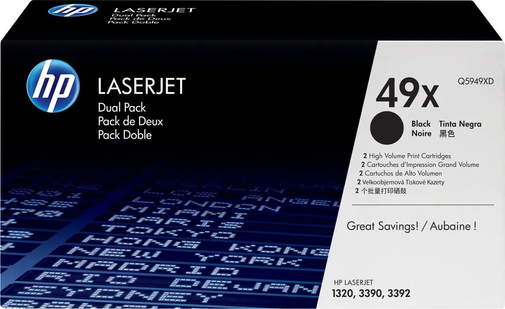 Toner HP Q5949XD noir haute capacité 49X pack de 2 longue durabilité