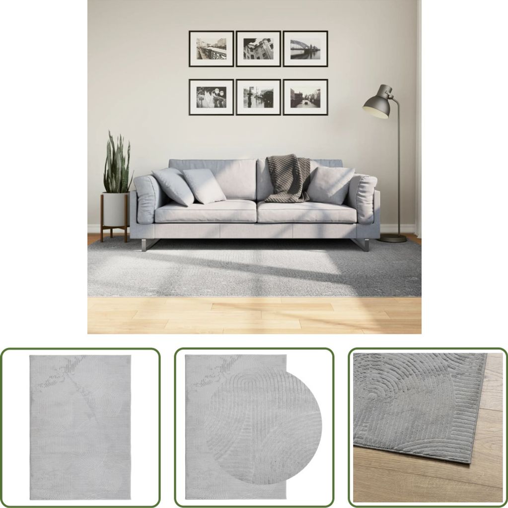 The Living Store Teppich IZA Kurzflor Skandinavischer Look Grau 160x230 cm