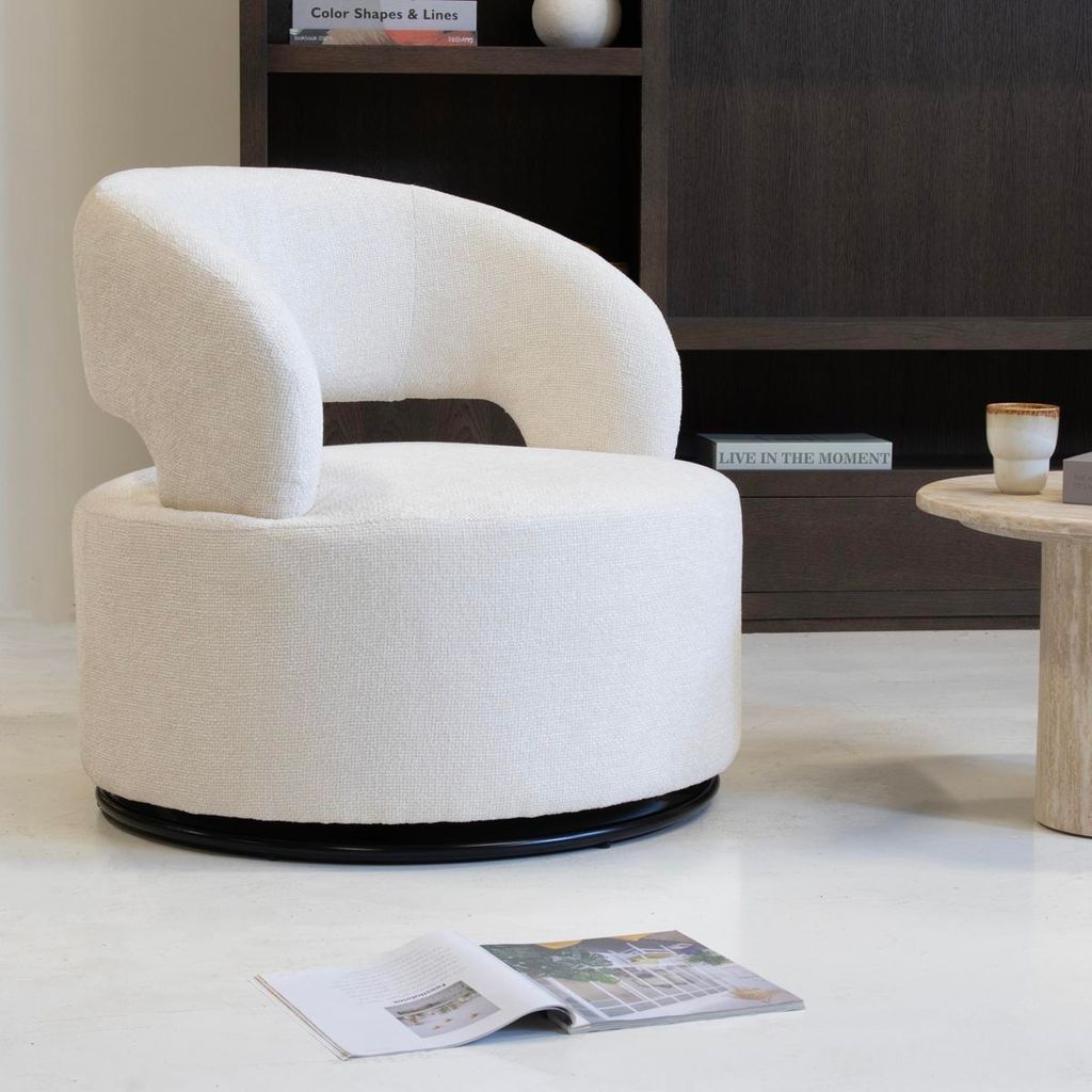 Giga Meubel Sessel - Beige - Drehbar - Stoff - Sessel Eliza