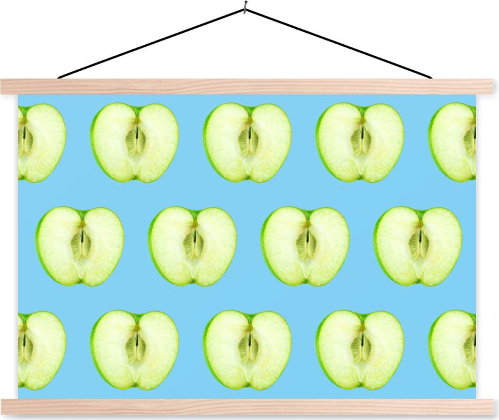 MuchoWow Textilposter Apfel - Muster - Farben 120x80 cm mit holzfarbenen Rahmen - Aufhängeset