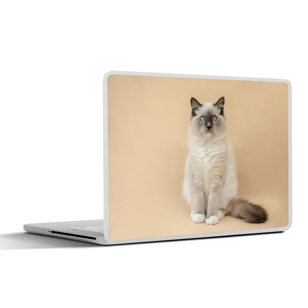 MuchoWow Laptop Aufkleber Sticker Cover Katze - Siamese - Porträt - Mädchen - Kinder - Jungen - Kinder 40x30 cm - Laptop Dekoration - Selbstkle...