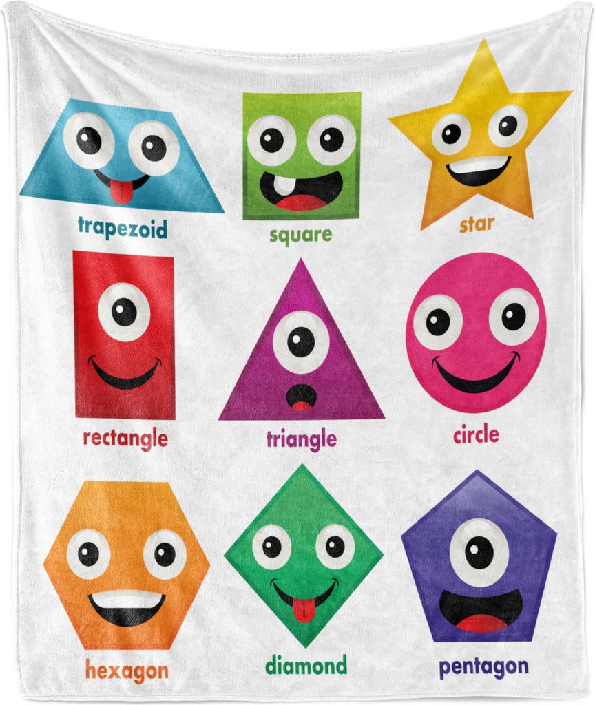ABAKUHAUS Lehrreich Weich Flanell Fleece Decke, Geometrische Formen mit Funny Faces Cartoon Nursery weichen Farben-Grafik, 175 x 230 cm, Grün und ...