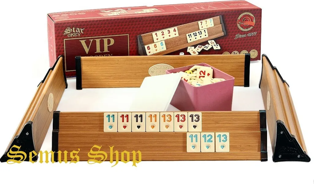 Jeu de Société Okey pour 4 Joueurs - Set Complet en Bois et Mélamine