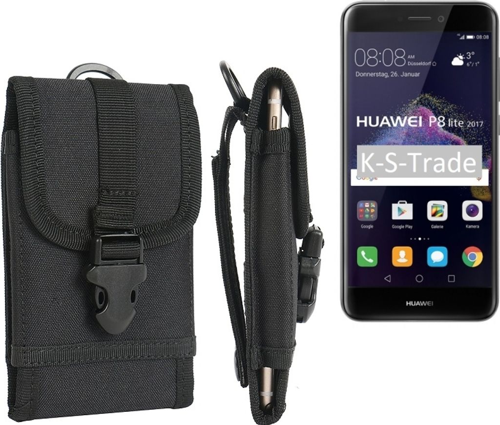 K-S-Trade Handyhülle kompatibel mit Huawei P8 Lite 2017 Dual SIM Gürteltasche Holster Handytasche Gürtel Tasche Schutzhülle Robuste Handy Schutz