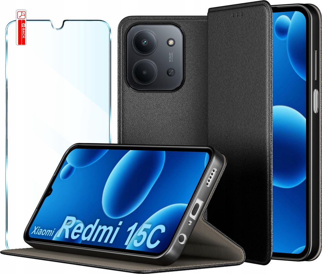 Etui Skórzane Zamykane Czarne MAGNETYCZNE CASE do Xiaomi Zdjęcie produktu 
