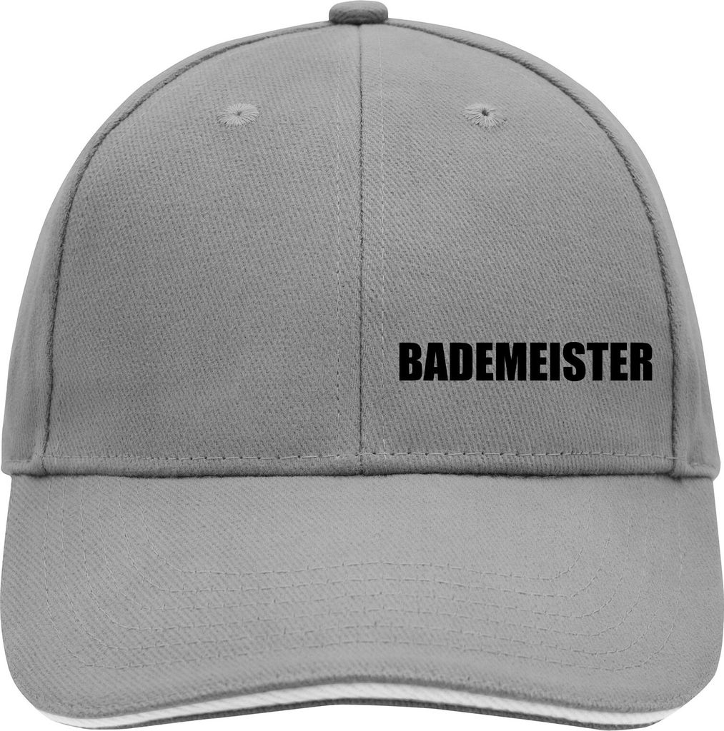 Huuraa Cappy Mütze Bademeister Schriftzug Dark Grey/White Baumwolle 6-Panel Kappe Geschenkidee