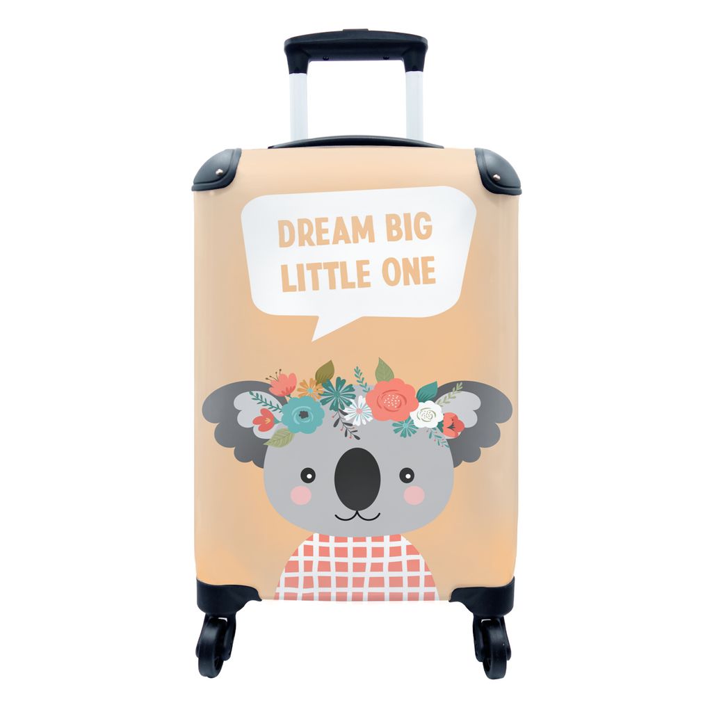 MuchoWow Koffer Handgepäck Trolley Rollkoffer Kleine Reisekoffer mit 4 Rollen - Koala - Zitat - Blumenkrone - Cabin Size < 55x40x23 cm & 55x40x2...
