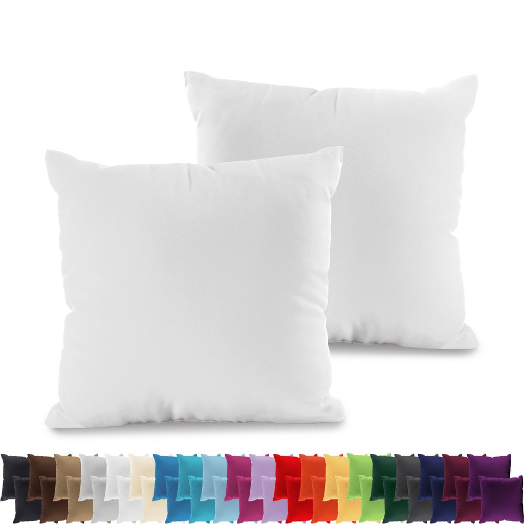 2er PACK JERSEY Kissenbezüge 100% Baumwolle Kissenhülle 160 Gr/m², in Größe: 40x40 cm, in Farbe: Weiß