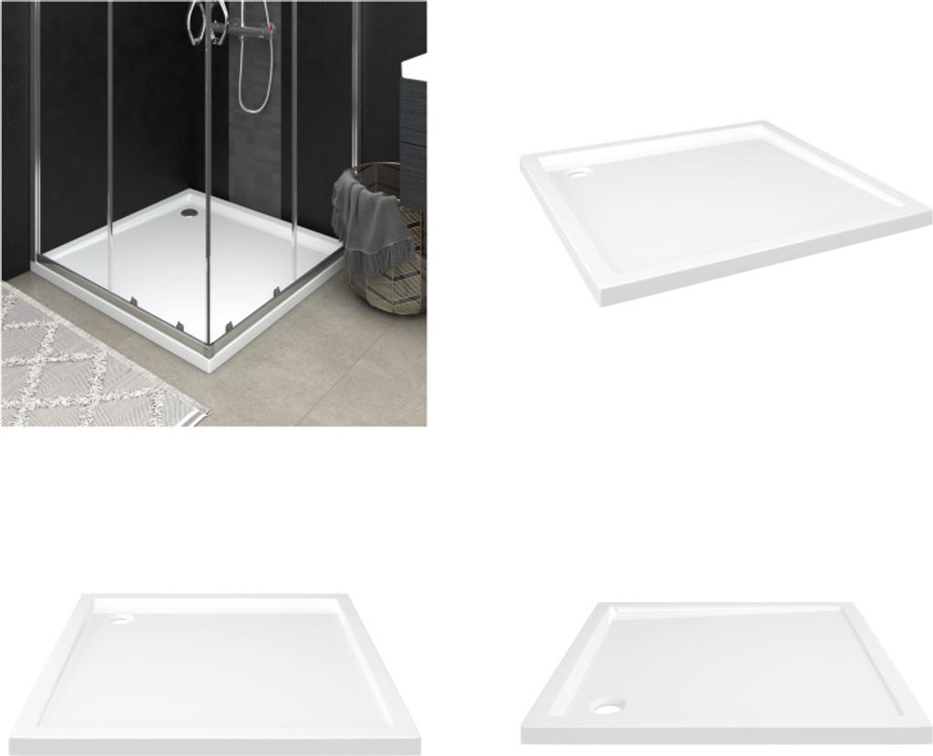 vidaXL Duschtasse ABS Quadratisch Weiß 80x80 cm - Duschwanne - Duschwannen - Duschtasse - Duschtassen