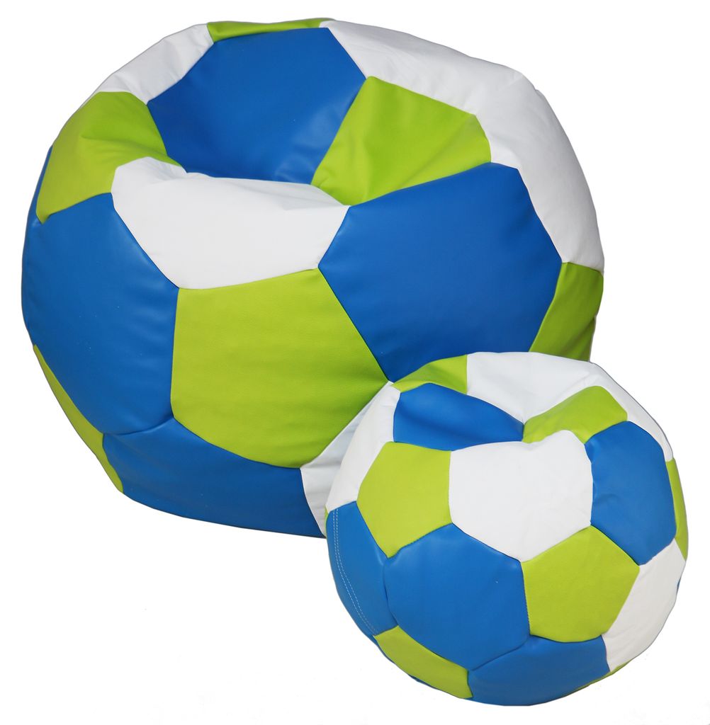 Sedací vak lopta 100x100 cm + podnožník bielo zeleno modrá Obrázok produktu 
