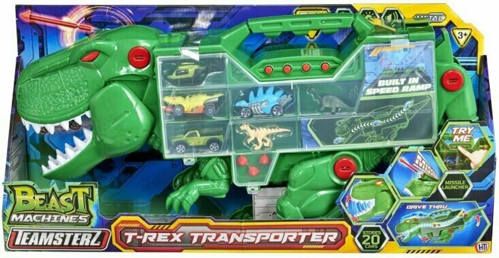 Transporteur De Dinosaures T-Rex Avec Voitures De Course Image du produit 