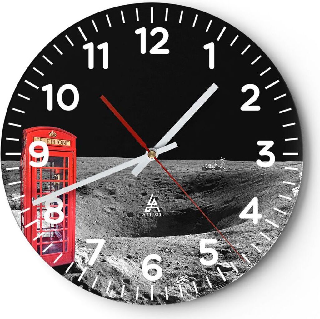 Wanduhr - Rund - Glasuhr - Telefon london Mond Astronaut - Produktbild 