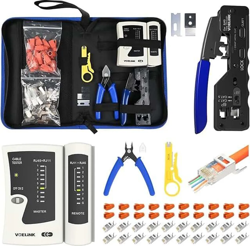 VCELINK RJ45 Network Tool Kit: Crimper e Tester per Cavi Cat7/6a/5e - 1