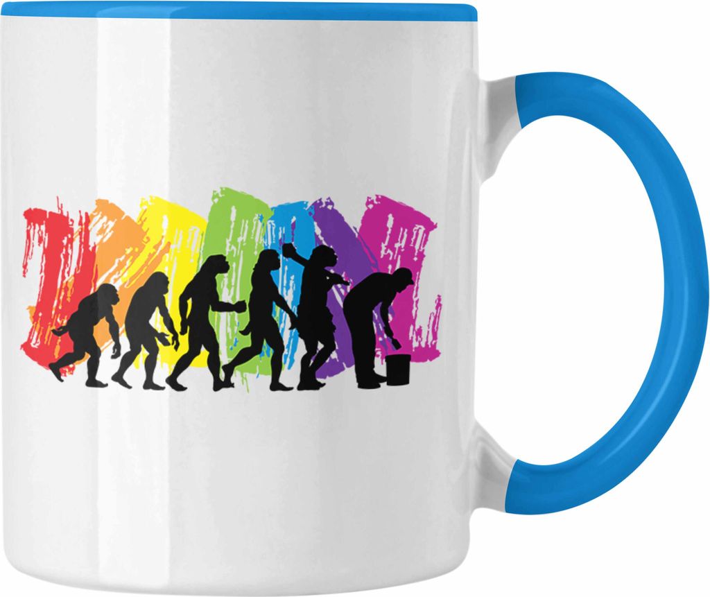 Trendation - Maler Job Tasse Geschenk Männer Evolution Lustig Anstreicher Malermeister Lackierer (Blau)