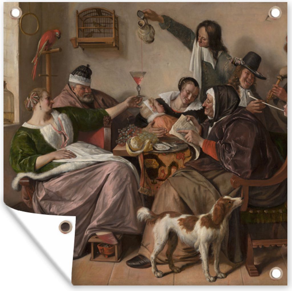 MuchoWow 100x100 cm Outdoor-Poster Gartendeko Sichtschutz Garten Poster für den Garten So früh wie gesungen, so spät wie geguckt - Jan Steen