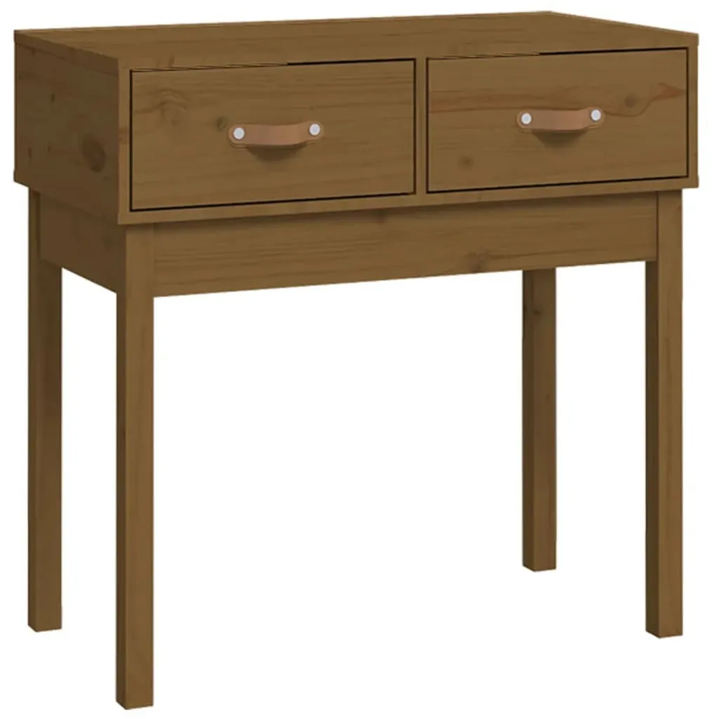 Tavolo consolle marrone miele 76,5x40x75 cm in legno di pino massiccio