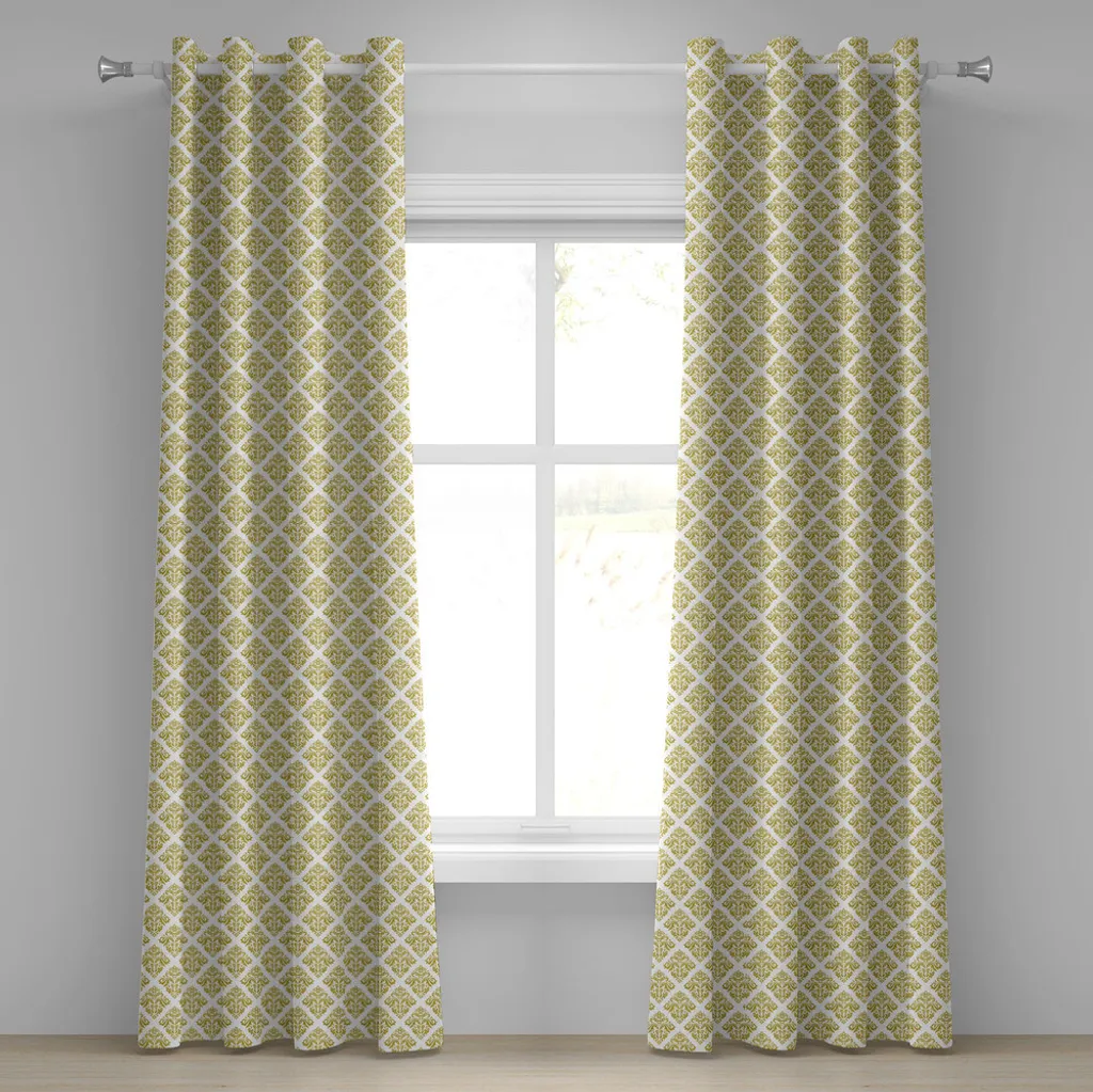 Tenda Floreale Vittoriana ABAKUHAUS 2 Pannelli Verde e Giallo 280x225