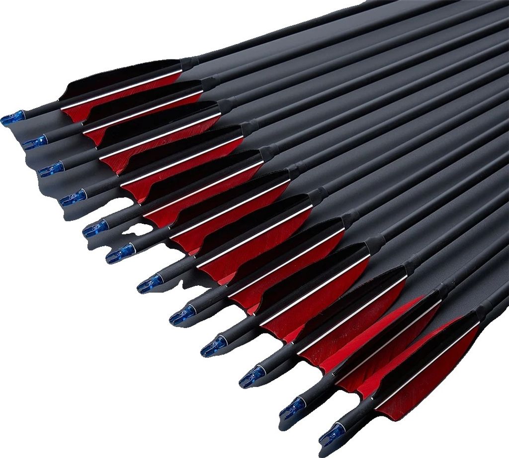 Bogenschießen Carbonpfeile, langlebige Konstruktion, leichtes Design, blaue Nocken 24 Stück