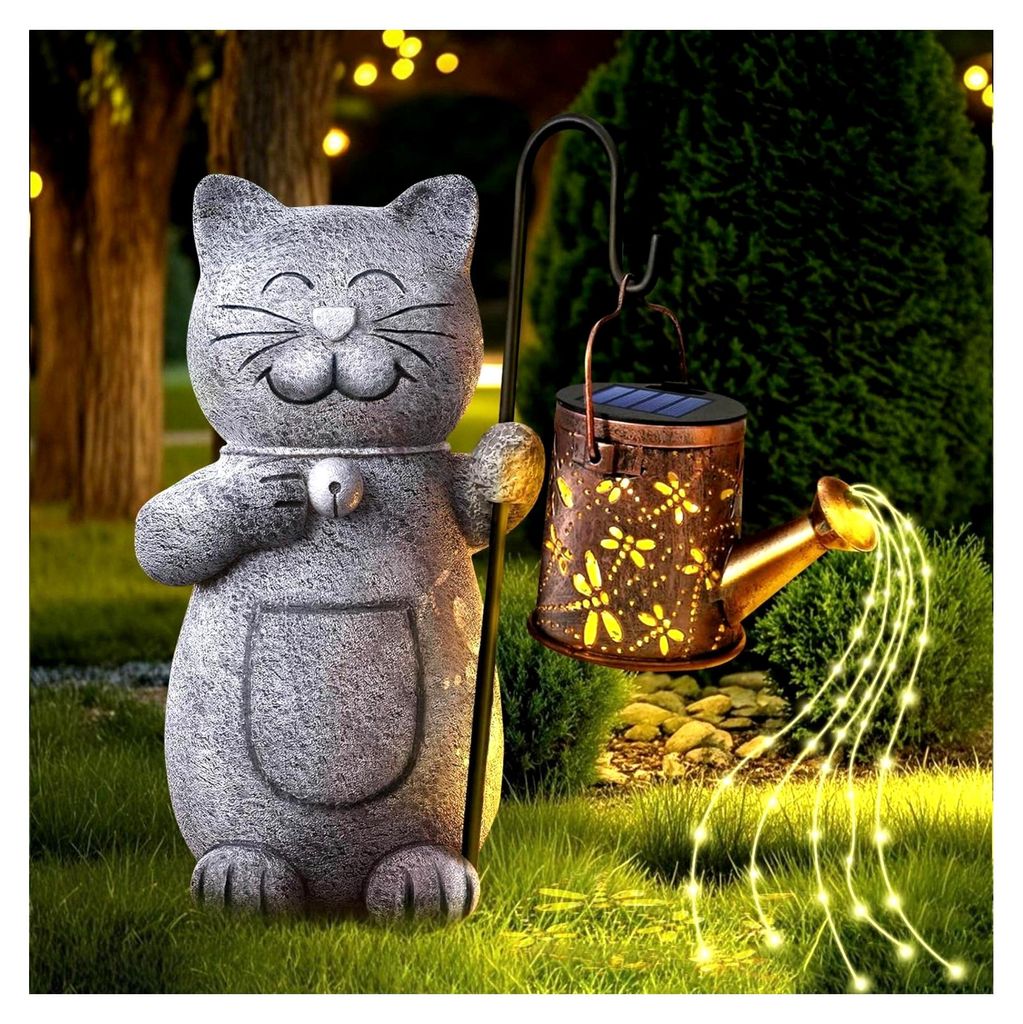 Solar-Gartenstatue mit Solarlaterne, Gartenkunst und beleuchteten Figuren für Außenbereiche, Dekoration für Balkon und Terrasse, Geschenkidee f...