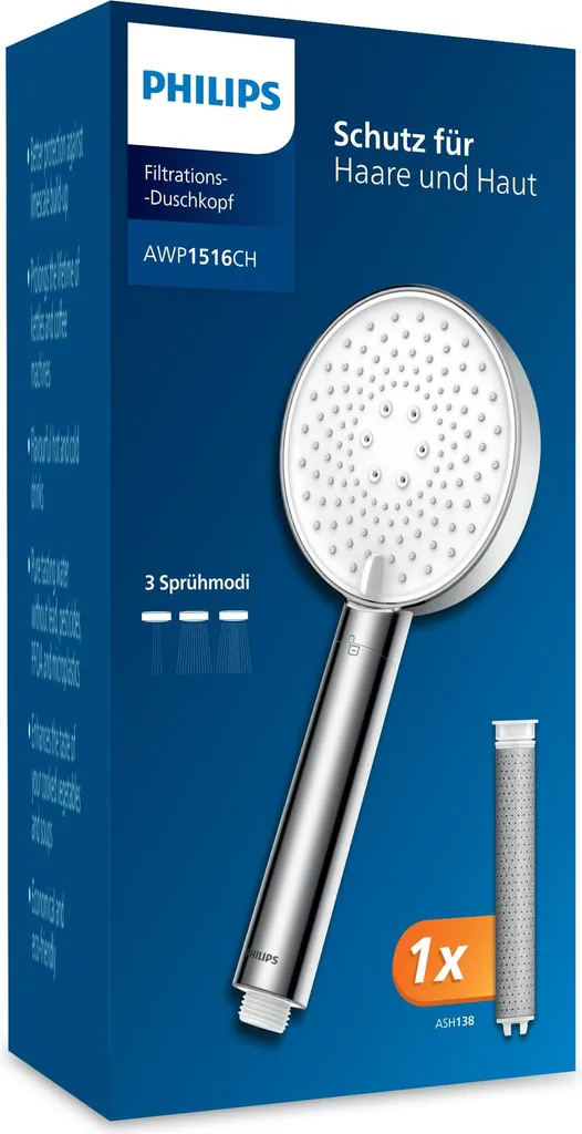 Pomme de douche Philips anti-chlore pour peau sensible et cheveux secs