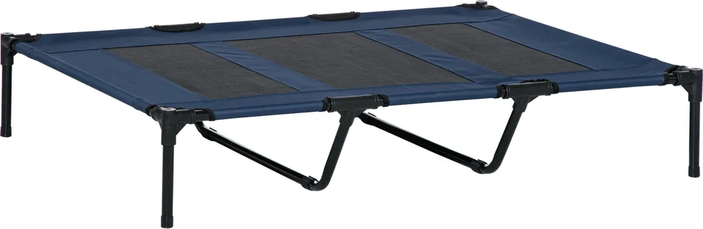 PawHut Lit sur pieds XXL pour chien et chat 122x92x23 cm bleu foncé