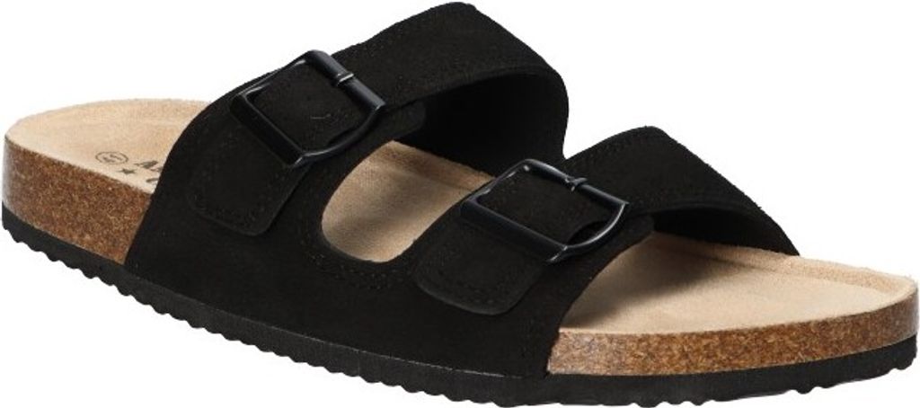 AMERICAN CLUB Cy154 Pantoletten Herren, Echtleder Flip-Flops, Schwarz 43