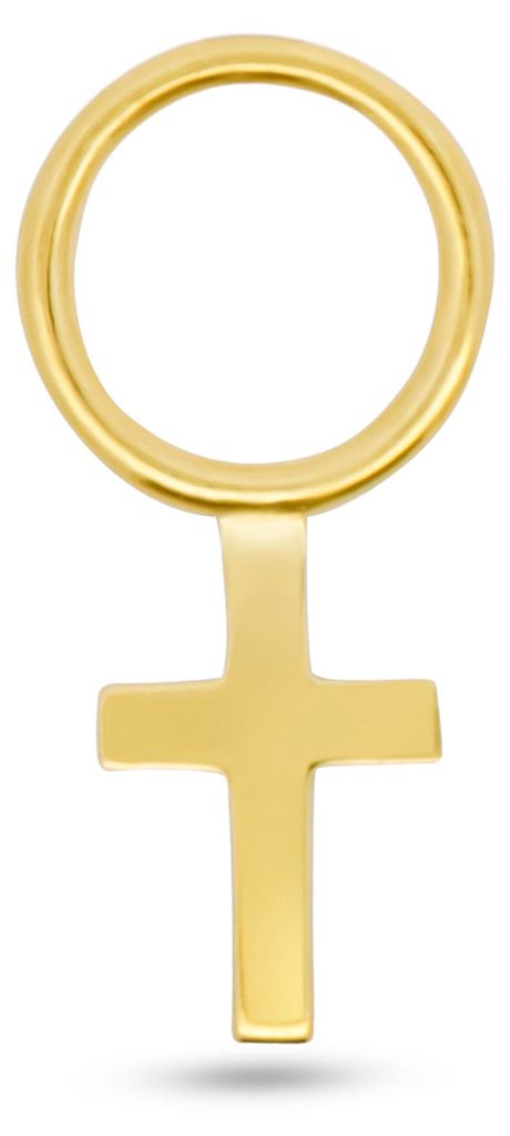 New Bling - 9NBG-O151 - 14K goud – Oorbelhanger - per stuk – Kruis
