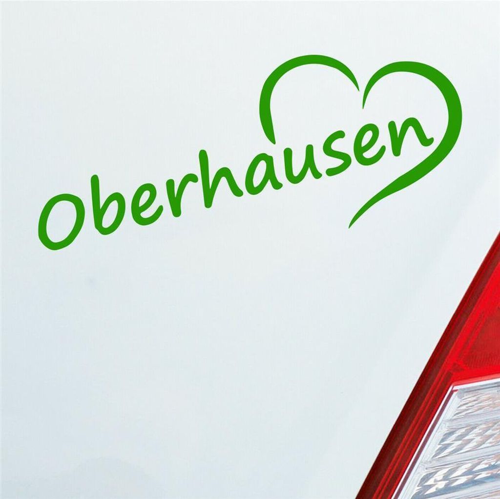 Auto Aufkleber Oberhausen Herz Stadt City Liebe Love 20x8 cm Hellgrün Sticker Heckscheibenaufkleber