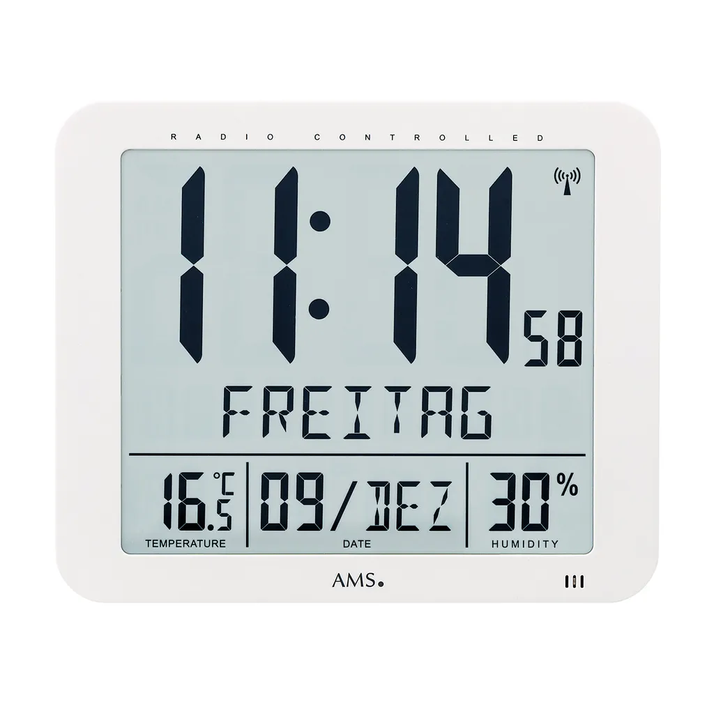 AMS Montre Unisex 5886 - Horloge Murale Design en Aluminium et Verre