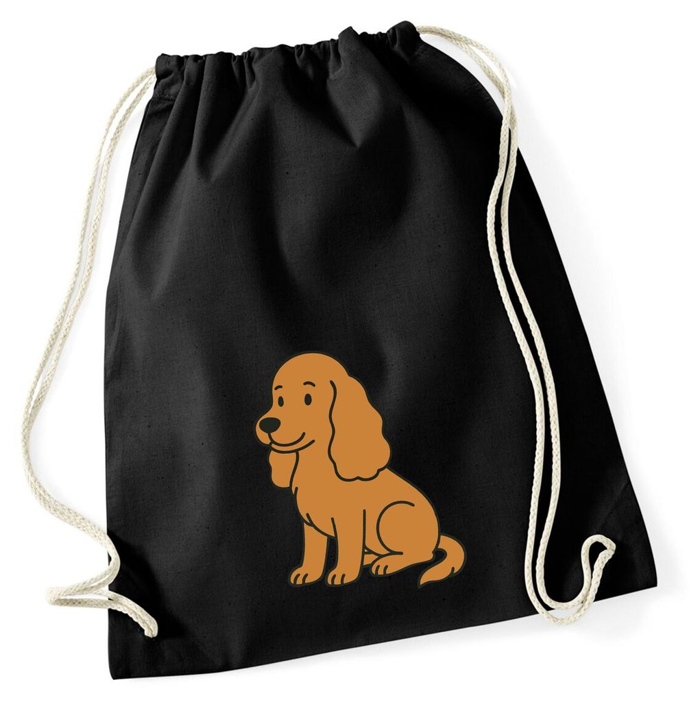 Huuraa Turnbeutel Cocker Spaniel Comic Cockie 12 Liter Black Baumwolle Rucksack Geschenkidee