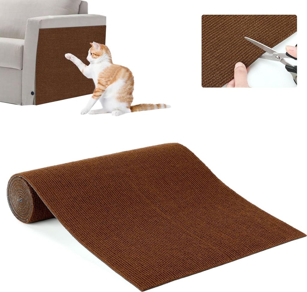 Selbstklebende Krabmatte für Katzen - Auf Maß schneiden - 1 Stück - Braun - 200 x 40 cm