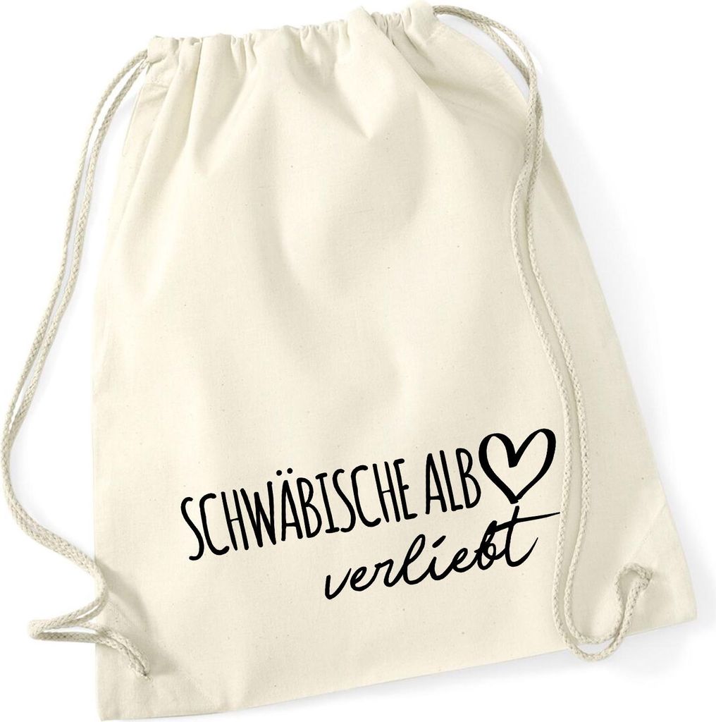 Huuraa Turnbeutel Schwäbische Alb verliebt 12 Liter Natural Baumwolle Rucksack Geschenkidee