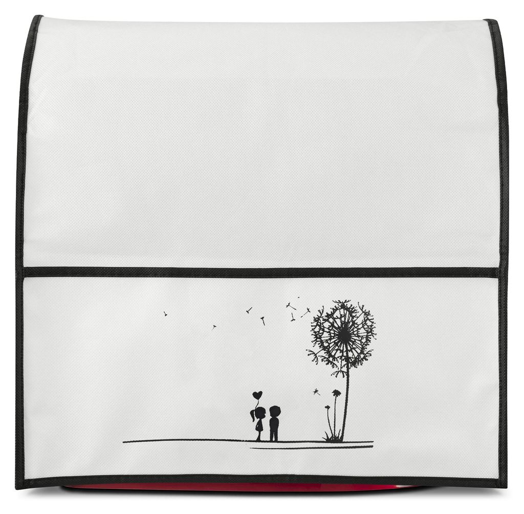 kwmobile Hülle kompatibel mit KitchenAid 4,3-4,8 liter - mit 3 Fächern - Küchenmaschine Staubschutz Abdeckhaube in Schwarz Weiß Pusteblume Love