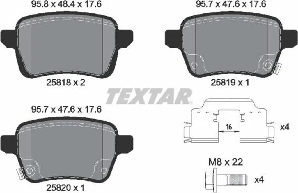 Plaquettes de frein Textar 2581802 pour Tipo - Qualité OE 77367914