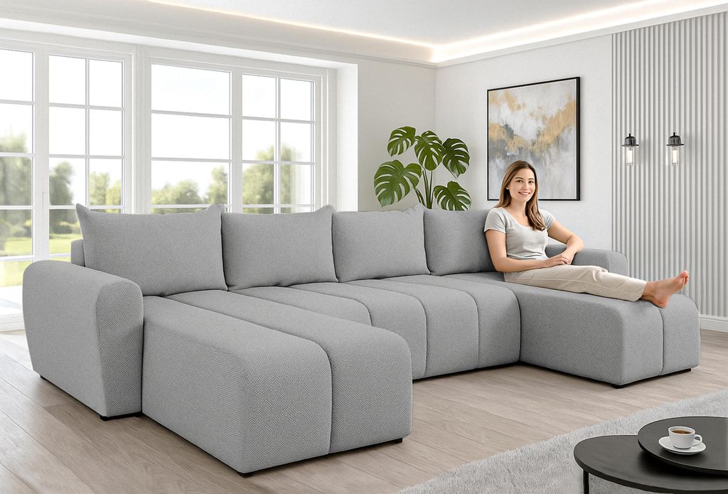 AX LIVING Ecksofas groß Ferrande 317 cm – Sofa grau mit Produktbild 