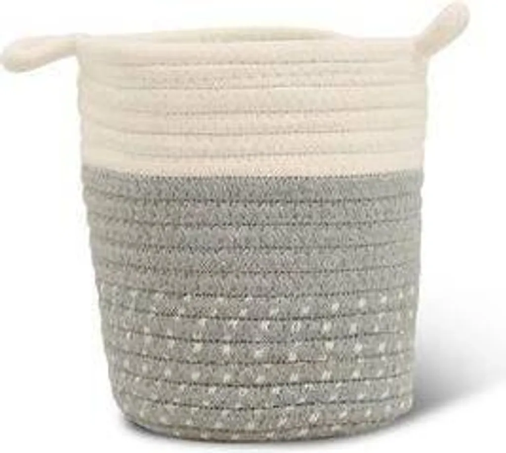 Petit panier décoratif gris Ø 14 cm, cache-pot naturel pour intérieur
