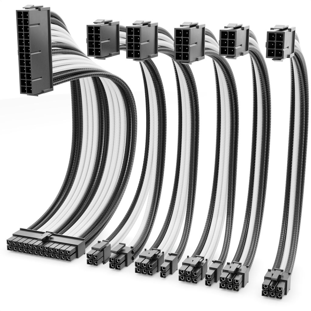 deleyCON Netzteil Kabel Set 6-Teilig 30cm - Intern Grafikkarte PC Computer Mainboard Motherboard 18 AWG ATX 24-Pin EPS 4+4-Pin PCI Express 6+2-Pin ...