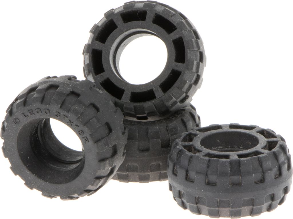 4x Lego Reifen Rad 37x18R schwarz Auto Fahrzeug Batmobile Produktbild 