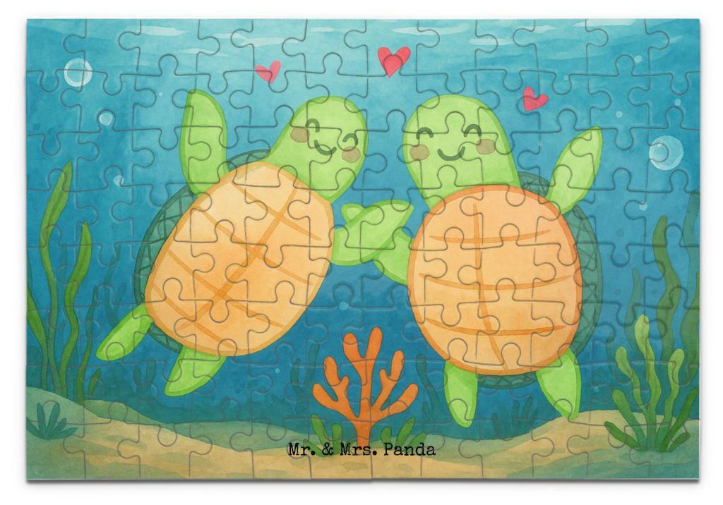 Mr. & Mrs. Panda Puzzle Schildkröten Paar Design 96 Teile - Weiß - Geschenk, 1000, Mitbringsel, Puzzlespiel, für Freundin, Frauen, 1500, Valenti...