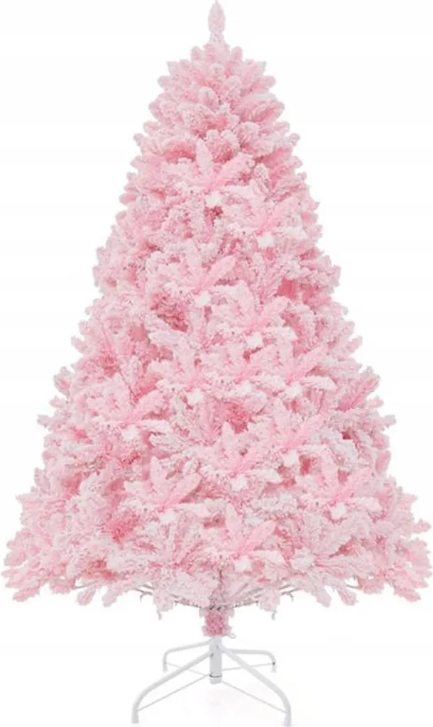 Sapin de Noël rose 180 cm avec branches denses et montage très facile