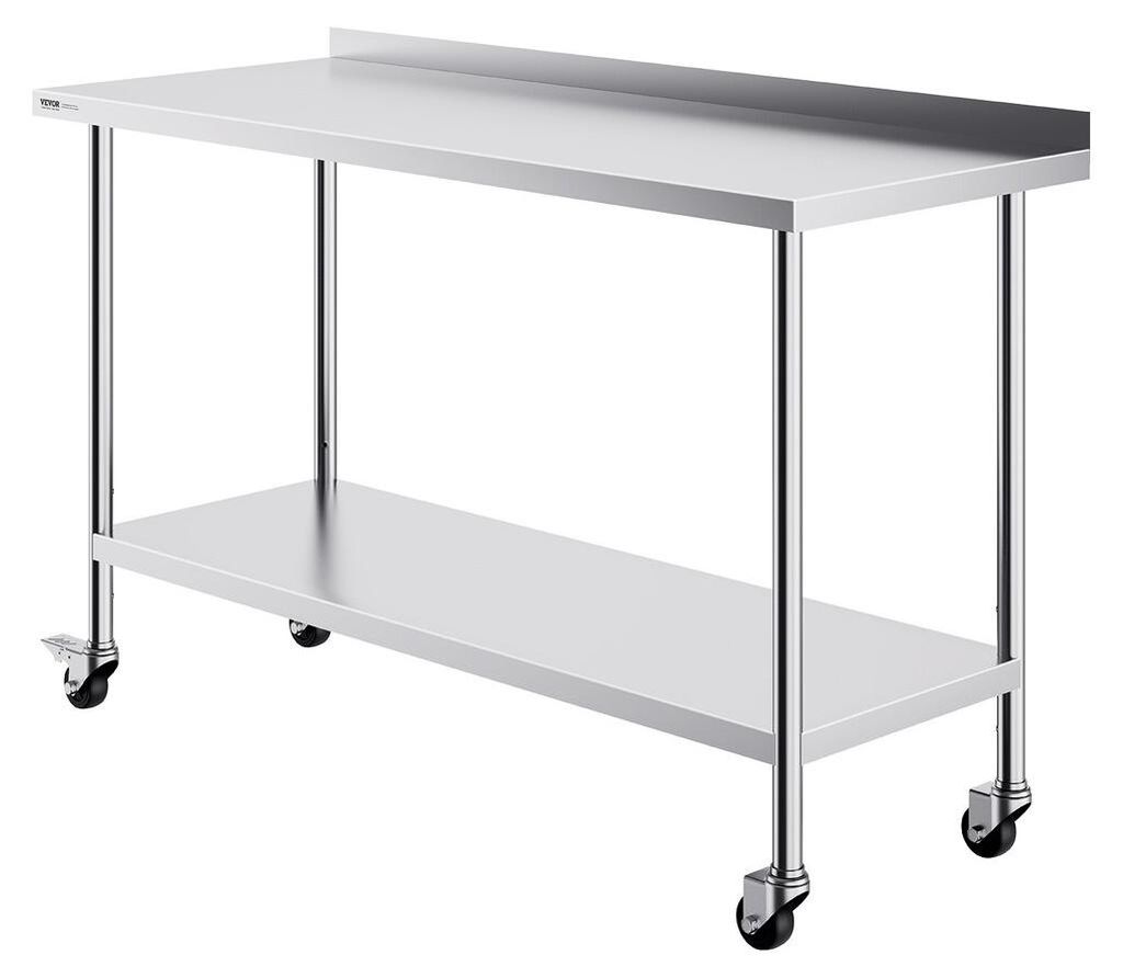 Stainless Steel Work Table Commercial Food Prep Table 24"x60" with Casters